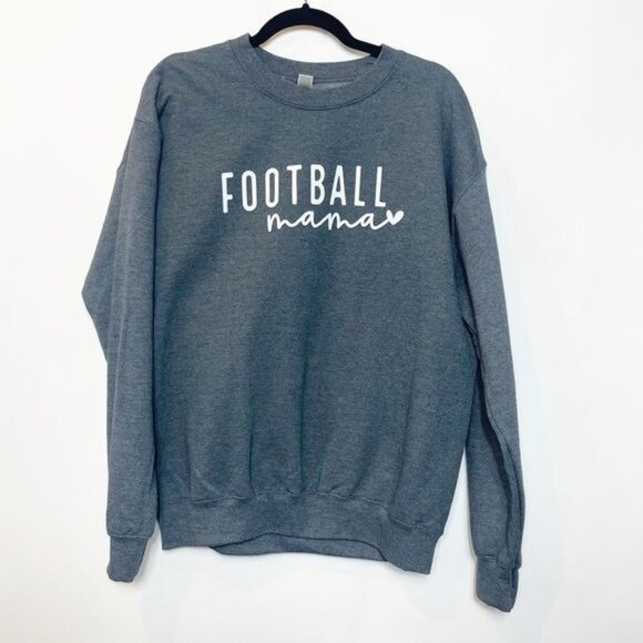 Football Mama Sweatshirt Gray Crewneck Gildan Heavy Blend Cotton Poly Sz Medium - Picture 2 of 8